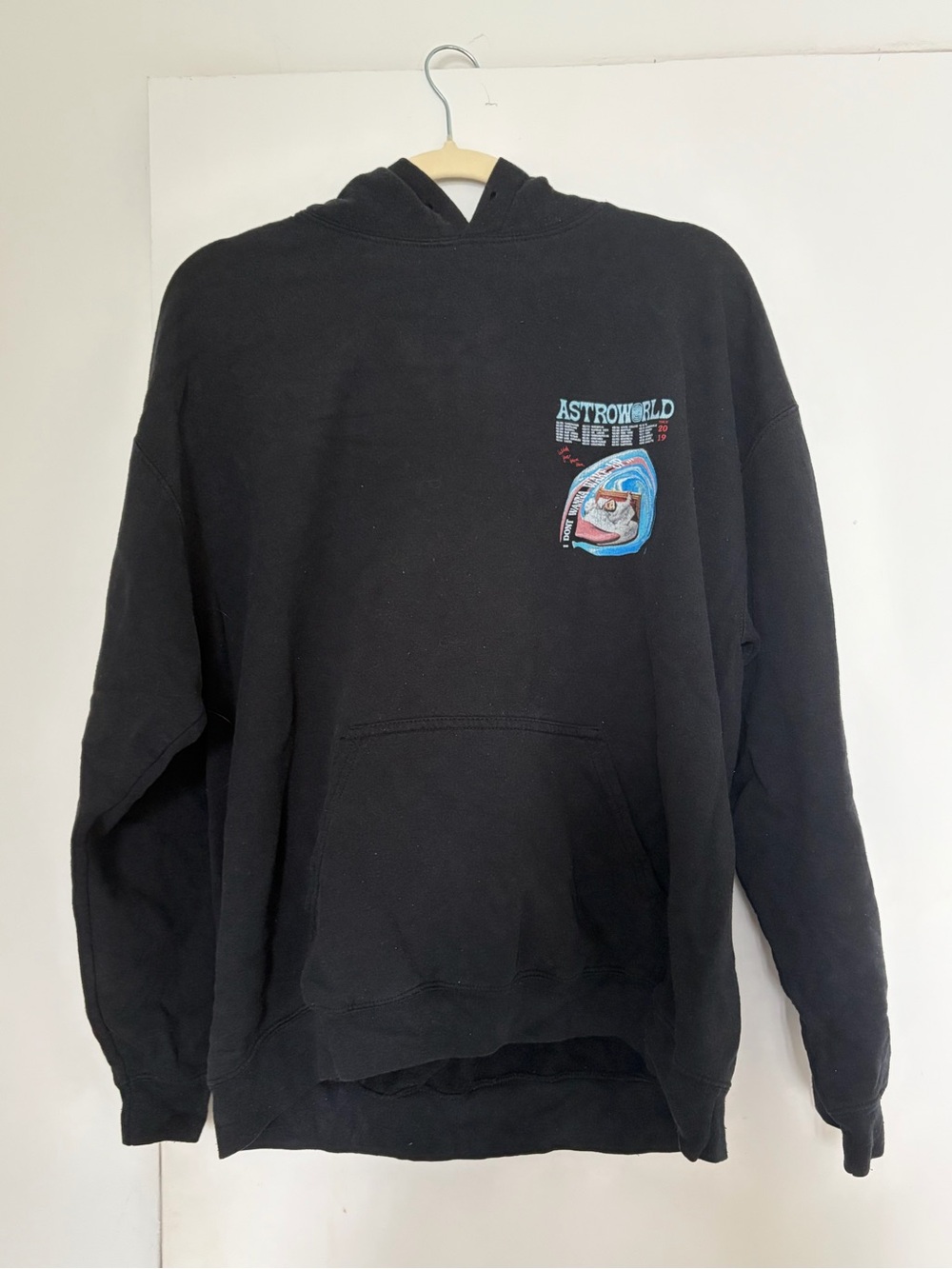 Astr Black Pullover Hoodie with Subtle Gray Print